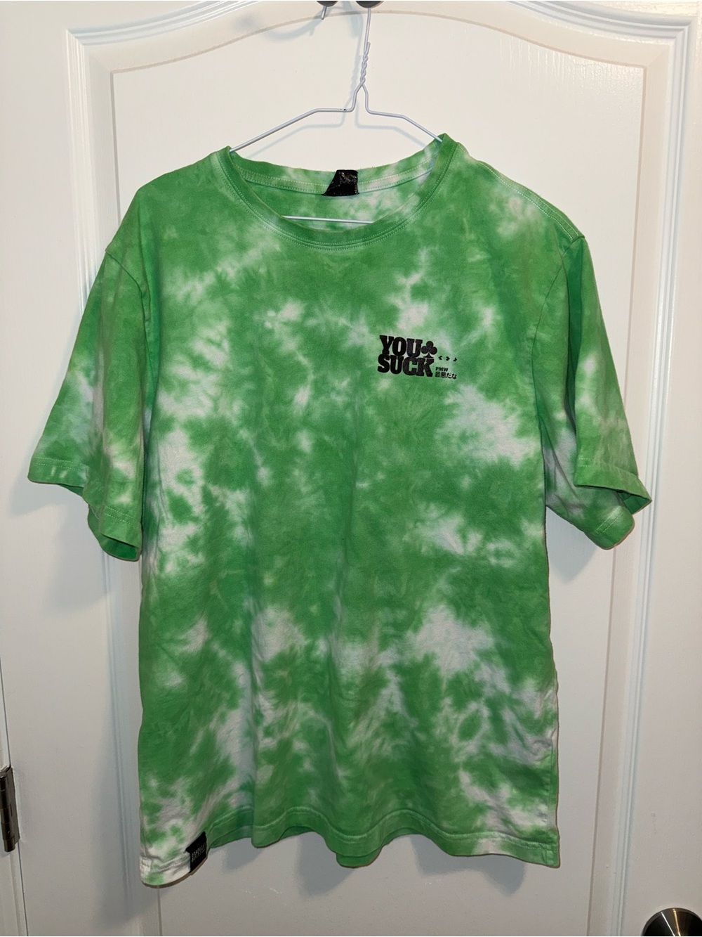 PaymoneyWubby Green and White Catgirls Limited Release Tie-Dye Graphic Tee - M